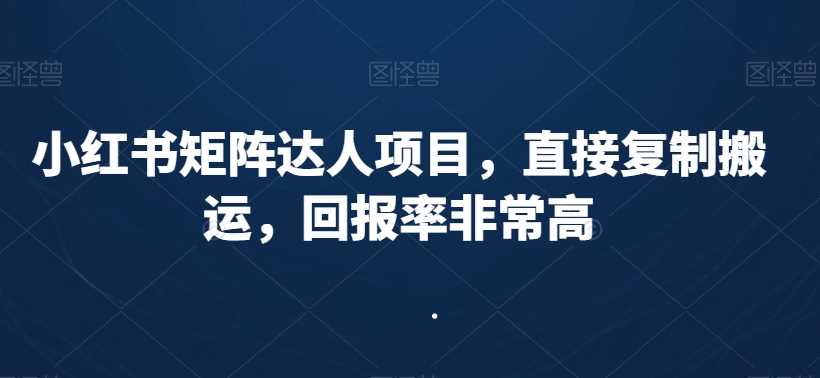 小红书矩阵达人项目，直接复制搬运，回报率非常高-吾爱自习网