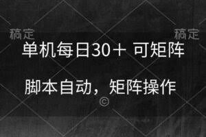 (10100期)单机每日30+ 可矩阵,脚本自动 稳定躺赚