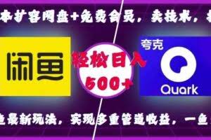 0成本扩容网盘+免费会员，卖技术，拉新，咸鱼最新玩法，实现多重管道收益，一鱼多吃，轻松日入500+