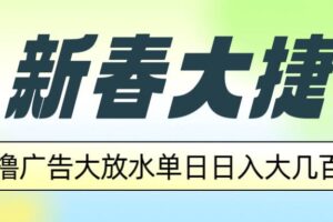 （14043期）新春大捷，撸广告平台大放水，单日日入大几百，让你收益翻倍，开始你的…