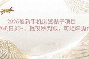 （14197期）2025手机浏览帖子单机日30+，提现秒到账，可矩阵操作