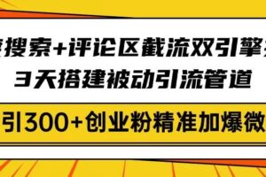 （14589期）百度搜索+评论区截流双引擎技术，3天搭建被动引流管道，日引300+创业粉…