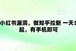 卡小红书漏洞，做知乎拉新 一天3张起，有手机即可