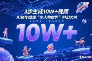 3步生成10W+视频，AI制作微观“小人物世界”科幻大片，条条万赞，1条作品涨粉2.3W