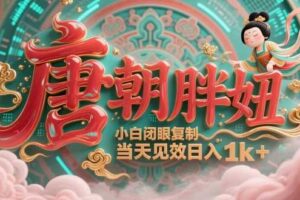 用AI克隆“唐朝胖妞”日更3条，平台疯狂推流，小白闭眼复制，当天见效，日入1k+