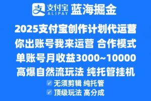 2025支付宝创作分成计划代运营，高爆自然流玩法，纯挂机高分成，合作共赢模式！