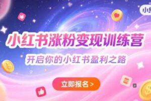 小红书涨粉变现训练营，开启你的小红书盈利之路