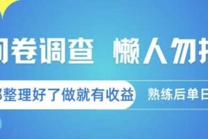 问卷调查，懒人勿扰，问卷都整理好了单价不等，做就有收益，熟练后单日3张【揭秘】
