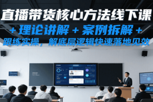 直播带货核心方法线下课，理论讲解+案例拆解+跟练实操，解底层逻辑快速落地见效