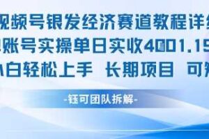 视频号银发经济赛道单账号实操单日实收1k+，小白轻松上手长期项目