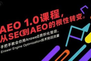 AEO 1.0 课程，从SEO到AE0的基命性转变，手把手教会你用AnswerEngineOptimization技术抢回流量