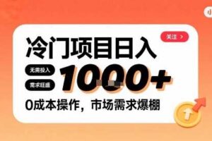 在小红书上发现个冷门路子，需求不小，零成本操作，每天能有1k进账