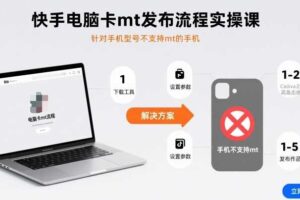 快手电脑卡mt发布流程实操课，针对手机型号不支持mt的手机
