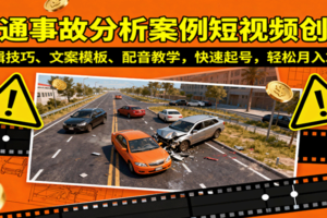交通事故分析案例短视频创作，剪辑技巧、文案模板、配音教学，快速起号，轻松月入2w+