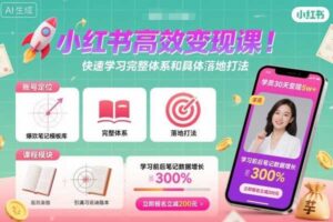 小红书高效变现课，快速学习小红书完整体系和具体落地打法