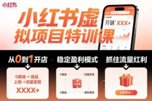 小红书虚拟项目特训课，帮你从0到1打造稳定盈利的店铺，抓住流量红利（更新9月）