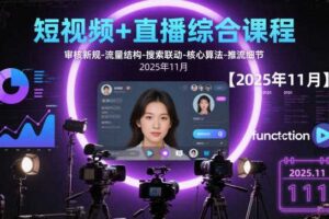 短视频+直播综合课程【2025年11月】,审核新规-流量结构-搜索联动-核心算法-推流细节