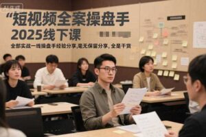 短视频全案操盘手2025线下课，全部实战一线操盘手经验分享，毫无保留分享，全是干货