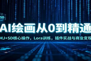 AI绘画从0到精通：MJ+SD核心操作， Lora训练，插件实战与商业变现
