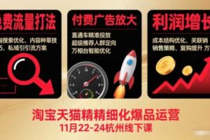 淘宝天猫精细化爆品运营11月22-24杭州线下课，免费流量打法+付费广告放大+利润增长（音频+文档）