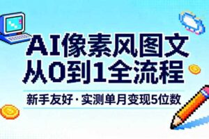 AI像素风图文从0到1全流程,新手友好,实测单月变现5位数
