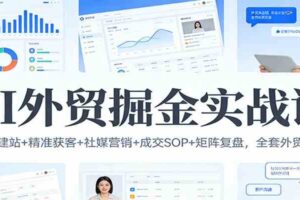 AI外贸掘金实战课：选品建站+精准获客+社媒营销+成交SOP+矩阵复盘，全套外贸干货