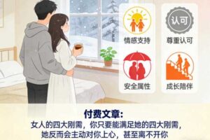 付费文章：女人的四大刚需，你只要能满足她的四大刚需，她反而会主动对你上心，甚至离不开你