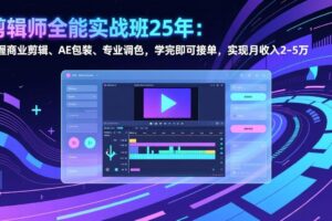 (17294期)剪辑师全能实战班25年:掌握商业剪辑、AE包装、专业调色,学完即可接单,实现月收入2-5万