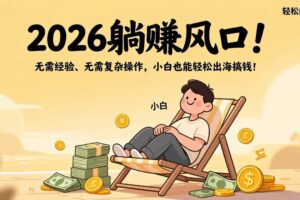 （17436期）2026躺赚风口！无需经验、无需复杂操作，小白也能轻松出海搞钱！