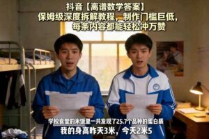 抖音【离谱数学答案】保姆级深度拆解教程，制作门槛巨低，每条内容都能轻松冲万赞，附详细步骤