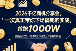 2026千亿商机分享会，一次真正带你下场搞钱的实战，抢跑2026一年1000W的三大賺钱系统