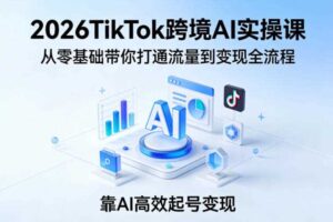 2026TikTok跨境AI实操课，从零基础带你打通流量到变现全流程，靠AI高效起号变现