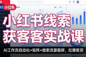 小红书线索获客实战课,AI工作流自动化+矩阵+搜索流量霸屏,拉爆客资