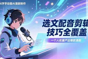 （17477期）2026字字动画AI漫剧制作-1期，选文配音剪辑技巧全覆盖，一个人就能批量产出爆款漫剧