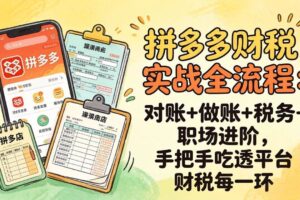 （17678期）拼多多财税实操全流程：对账+做账+税务+职场进阶，手把手吃透平台财税每一环