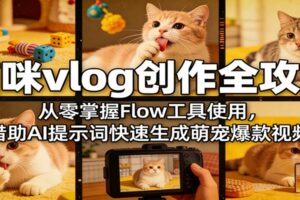 猫咪vlog创作全攻略：从零掌握Flow工具使用，借助AI提示词快速生成萌宠爆款视频