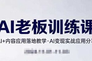 内容AI老板训练课，AI+内容应用落地教学，AI变现的实战应用分享