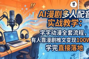 (18060期) AI漫剧多人配音实战教学:字字动漫全套流程,有人靠漫剧推文变现100W+,学完直接落地
