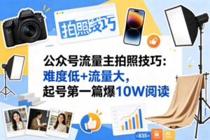 公众号流量主之拍照技巧赛道，难度低+流量大，起号第一篇就爆了10w阅读