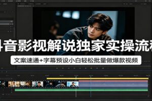 抖音影视解说独家实操流程，文案速通+字幕预设小白轻松批量做爆款视频