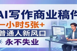 AI写作商业稿件，一小时5张+，普通人新风口，永不失业