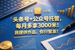 头条号+公众号托管，每月多拿3000米！我提供作品，你只管发！【揭秘】