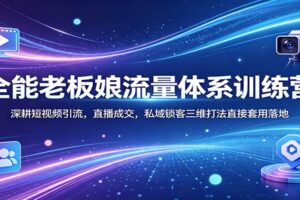 全能老板娘流量体系训练营：深耕短视频引流，直播成交，私域锁客三维打法直接套用落地