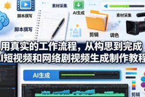 用真实的工作流程,从构思到完成AI短视频和网络剧视频生成制作教程-中英字幕