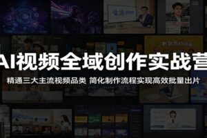 AI视频全域创作实战营:精通三大主流视频品类,简化制作流程实现高效批量出片