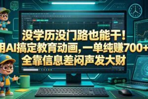 没学历没门路也能干!用AI搞定教育动画,一单纯賺700+,全靠信息差闷声发大财【揭秘】