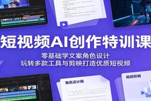 短视频AI创作特训课:零基础学文案角色设计,玩转多款工具与剪映打造优质短视频