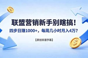 （18278期）联盟营销新手别瞎搞！四步日赚 1000+，每周几小时月入 4 万？【原创双语字幕】
