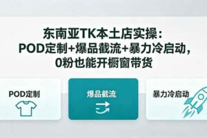 (18381期)东南亚TK本土店实操:POD定制+爆品截流+暴力冷启动,0粉也能开橱窗带货