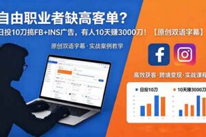(18489期)自由职业者缺高客单?日投 10 刀搞 FB+INS 广告,有人 10 天赚 3000 刀!【原创双语字幕】